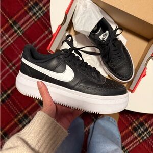 Nike Black and White Platform Sneakers